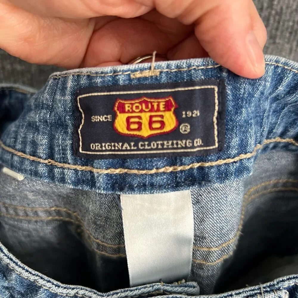 Vintage Route 66 Girls Flare Bootcut Jeans Size 8 Rhinestone 90s Stretch Denim